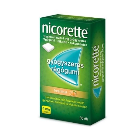 NICORETTE FRESHFRUIT GUM 4 mg gyógyszeres rágógumi 30 db