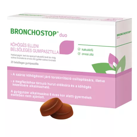 BRONCHOSTOP köhögés elleni belsőleges gumipasztilla 20 db