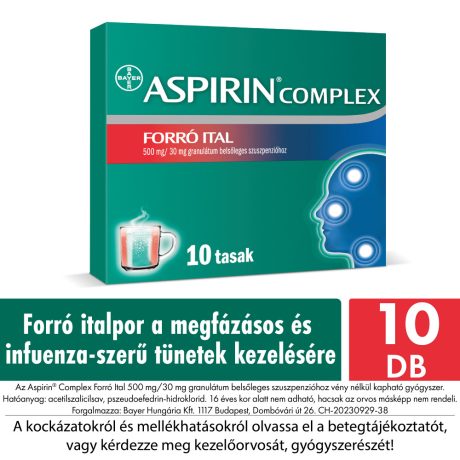 ASPIRIN COMPLEX Forró Ital 500 mg/30 mg granulátum belsőleges szuszpenzióhoz 10 db