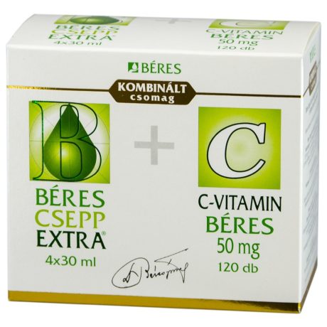 BÉRES CSEPP EXTRA belsőleges oldatos cseppek 4x30 ml + C-VITAMIN BÉRES 50 mg tabletta 120 db