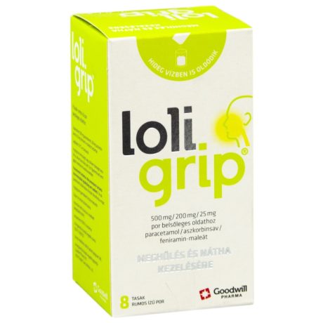 LOLIGRIP 500 mg/200 mg/25 mg por belsőleges oldathoz 8 DB