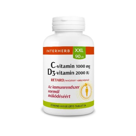 INTERHERB XXL C-vitamin 1000 mg + D3-vitamin 2000IU retard tabletta 90 db
