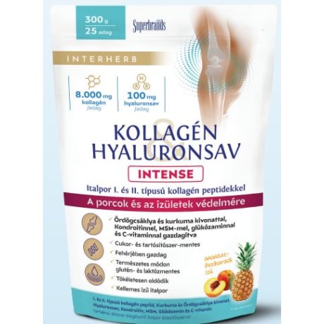 INTERHERB KOLLAGÉN HYALURONSAV PORCÉPÍTŐ italpor intense ananász-őszibarack ízű 300 g