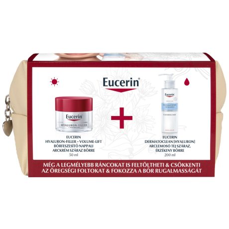 EUCERIN HYALURON-FILLER+VOLUME LIFT száraz bőrre 50 ml + DERMATOCLEAN arctisztító tej 200 ml