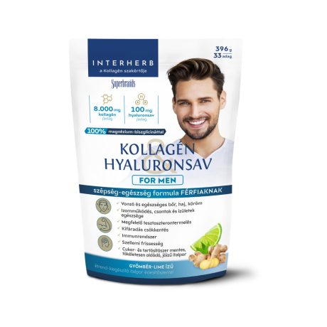 INTERHERB KOLLAGÉN & HYALURONSAV italpor for men gyömbér-lime ízű 396 g