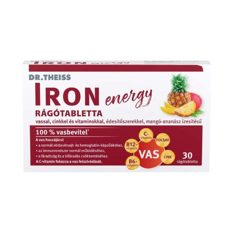 DR. THEISS IRON ENERGY mangó-ananász ízű rágótabletta 30 db