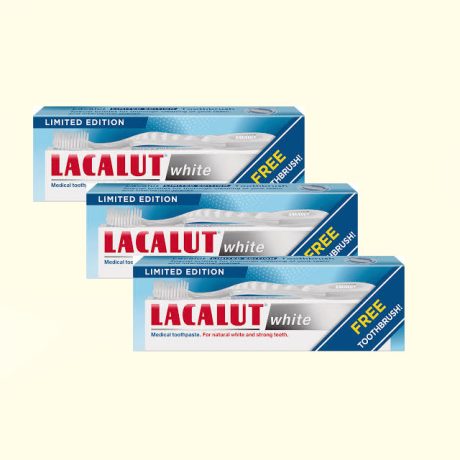 LACALUT WHITE (fogkrém 75 ml + fogkefe) 3 db VIRTUÁLIS