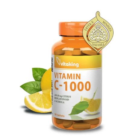 VITAKING C-VITAMIN 1000 mg + bioflavonoid + acerola + csipkebogyó tabletta 90 db