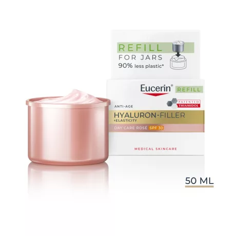Eucerin Hyaluron-Filler + Elasticity, Bőrtömörséget regeneráló nappali arckrém Rose SPF30 utántöltő 50 ml