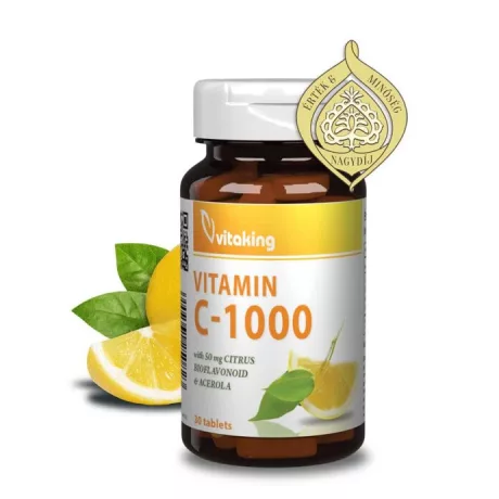 VITAKING C-VITAMIN 1000 mg + bioflavonoid + acerola + csipkebogyó tabletta 30 db