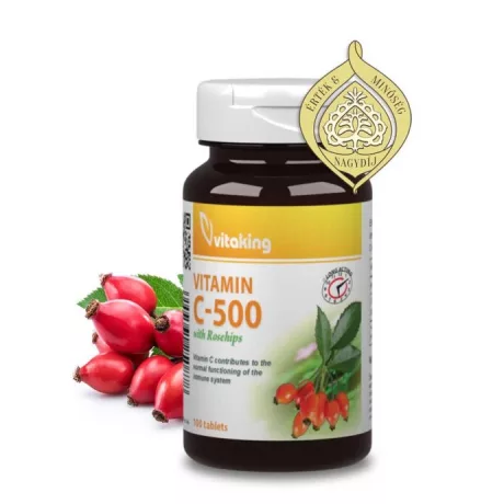 VITAKING C-VITAMIN 500 mg TR + csipkebogyó tabletta 100 db
