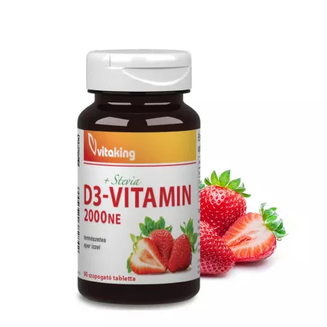VITAKING D3-VITAMIN 2000 NE eper ízű szopogató tabletta 90 db