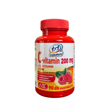1X1 VITAMIN C-VITAMIN 200 mg + D3 + CINK rágótabletta málna ízű 90 db