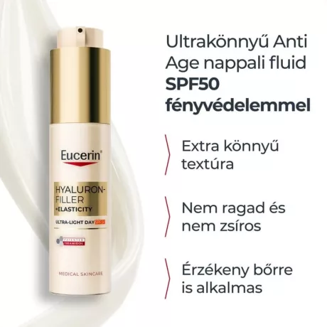 EUCERIN HYALURON-FILLER + ELASTICITY ultrakönnyű nappali fluid SPF50 50 ml