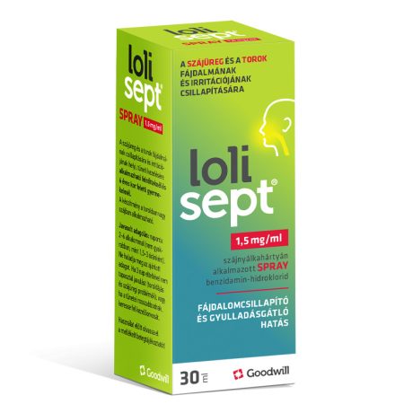 LOLISEPT 1,5 mg/ml szájnyálkahártyán alkalmazott spray 30 ml