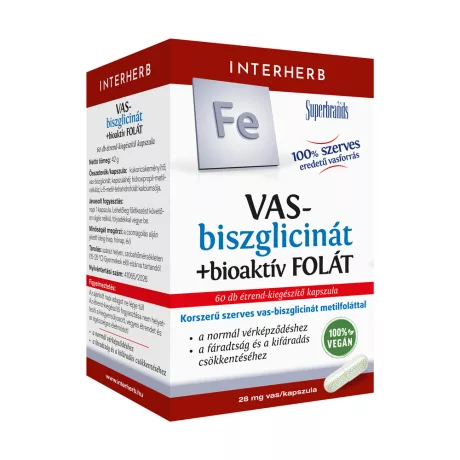 INTERHERB VAS-BISZGLICINÁT + BIOAKTÍV FOLÁT kapszula 60 db