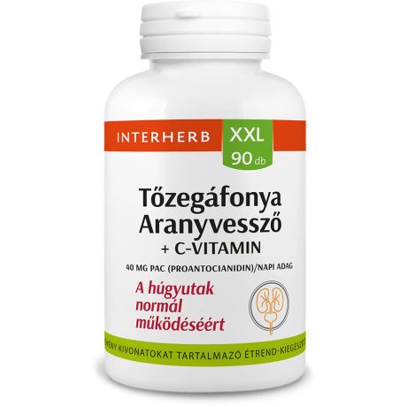INTERHERB XXL tőzegáfonya, aranyvessző, C-vitamin tabletta 90 db