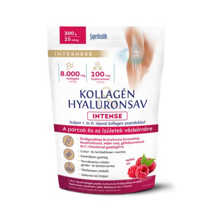 INTERHERB KOLLAGÉN HYALURONSAV PORCÉPÍTŐ italpor intense málnaízű 300 g