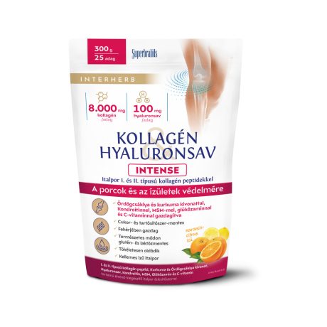 INTERHERB KOLLAGÉN HYALURONSAV PORCÉPÍTŐ italpor intense narancs-citrus ízű 300 g