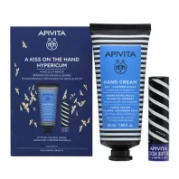   APIVITA kézkrém orbáncfűvel & méhviasszal 50 ml + fényvédő ajakápoló stift kakóvajjal SPF20 4,4 g