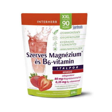 INTERHERB XXL 90 adag szerves magnézium + B6 eperízű italpor 270 g