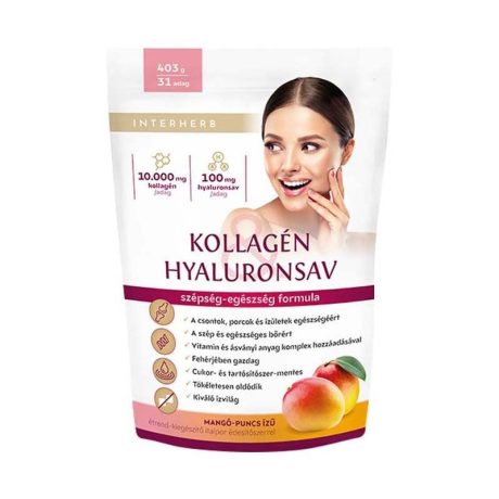 INTERHERB KOLLAGÉN HYALURONSAV italpor mangó-puncs ízű 400 g