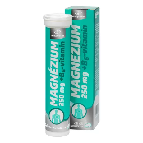 INNOPHARM MAGNÉZIUM 250 mg + B6-VITAMIN barackízű pezsgőtabletta 20 db