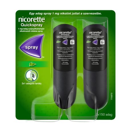 NICORETTE QUICKSPRAY 1 mg/adag szájnyálkahártyán alkalmazott spray 2 db