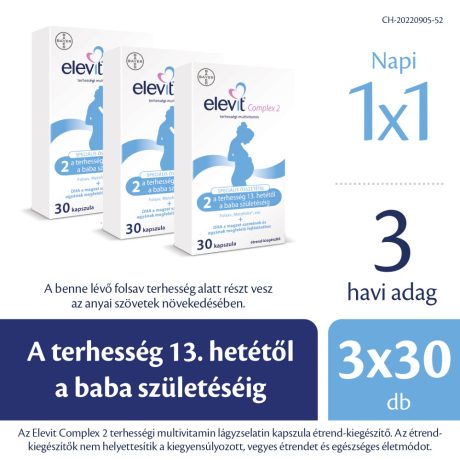 ELEVIT COMPLEX 2 lágyzselatin kapszula a terhesség 2-3. trimeszterére 3 x 30 db VIRTUÁLIS