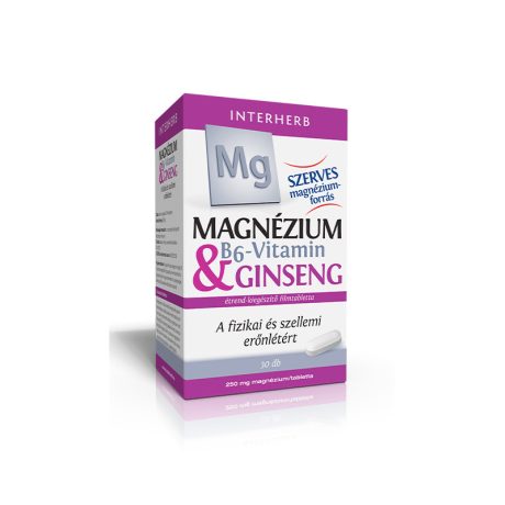 INTERHERB Magnézium 250 mg + B6 vitamin + ginzeng tabletta 30 db