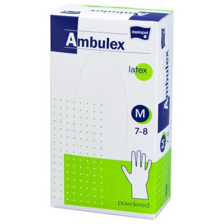 AMBULEX LATEX VIZSGÁLÓKESZTYŰ M-méret púderes (fehér) 1 db