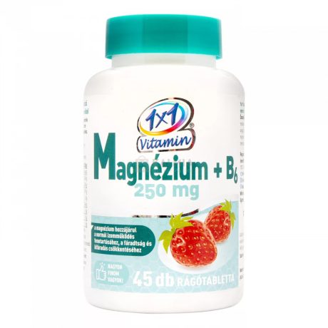 1X1 VITADAY MAGNÉZIUM + B6 eperízű rágótabletta 45 DB