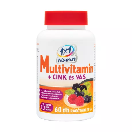 1X1 VITAMIN MULTIVITAMIN CINK + VAS erdei gyümölcs ízű rágótabletta 60 db