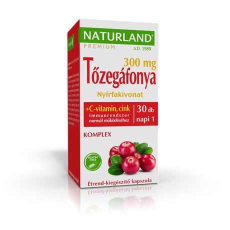 NATURLAND TŐZEGÁFONYA + C-VITAMIN + NYÍRFAKIVONAT komplex kapszula 30 db