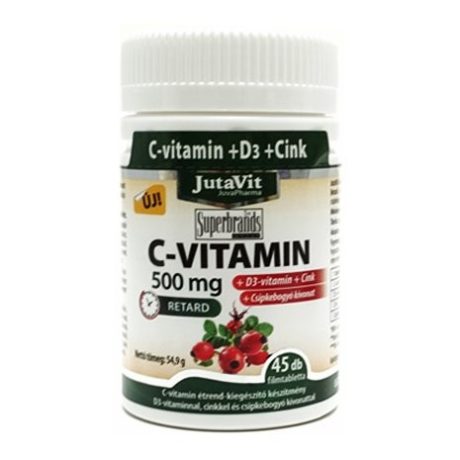 JUTAVIT C-VITAMIN 500 mg + D3 vitamin + cink csipkebogyó filmtabletta 45 DB