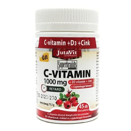 JUTAVIT C-VITAMIN 1000 mg + D3 vitamin + cink + csipkebogyó filmtabletta 45 db