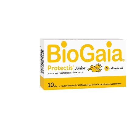BIOGAIA JUNIOR + D3 vitamin narancs ízű rágótabletta 10 db