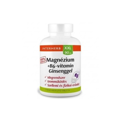 Interherb XXL Magnézium + B6-vitamin + Ginseng (Ginzeng) tabletta – 90db