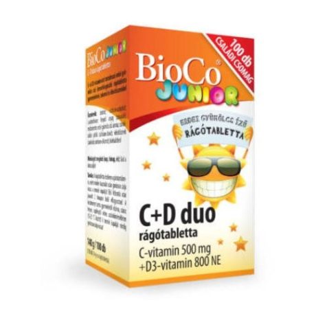 Bioco Junior erdei gyümölcs ízű rágótabletta C+D3 duo 100 db