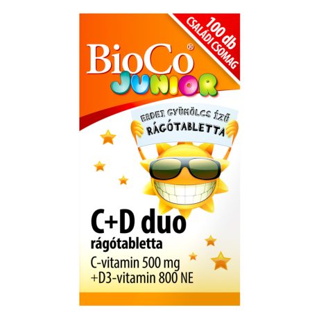 BIOCO JUNIOR erdei gyümölcs ízű rágótabletta C+D3 duo 100 db