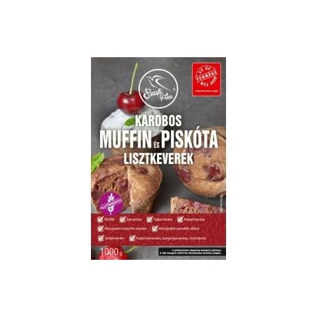 SZAFI FREE KAROBOS MUFFIN ÉS PISKÓTA LISZTKEVERÉK 1000 G (GLUTÉNMENTES, TEJMENTES, TOJÁSMENTES, MAGLISZTMENTES, ZSÍRSZEGÉNY, VEGÁN)