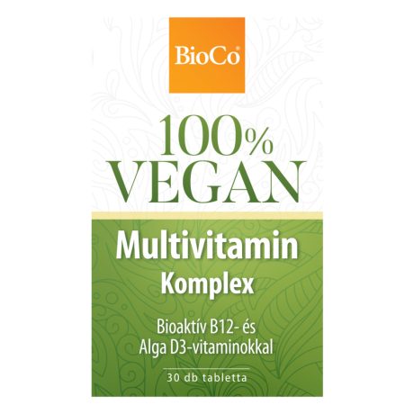 BIOCO 100% VEGAN Multivitamin Komplex Bioaktív B12- és alga D3-vitaminokkal 30 db