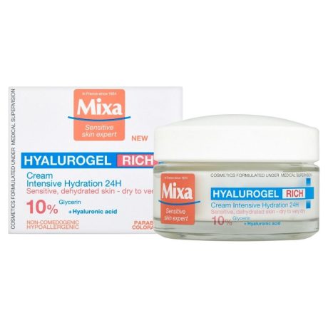 MIXA Hyalurogél Rich hialuronsavval gazdagított (10%) intenzív hidratáló arcápoló 50 ml