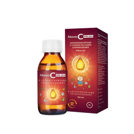 NOVO C KIDS PLUS liposzómás retard C-vitamin folyadék gyermekeknek málna ízű 120 ml